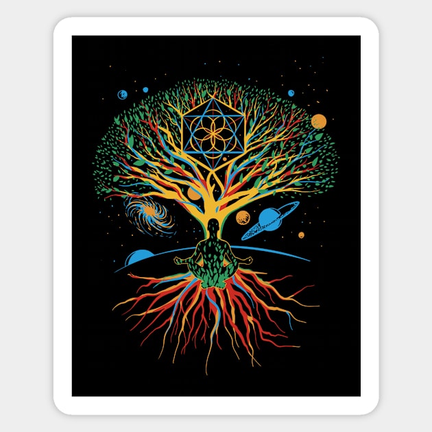 Sacred Geometry Meditation Tree Design Sticker by UNDERGROUNDROOTS